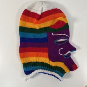 Knitted Balaclava Rainbow Striped Devil Ski Mask